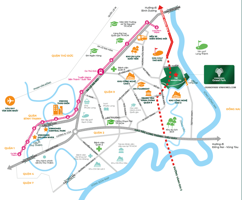 VỊ TRÍ VINHOMES GRAND PARK Chiến Lược Liên Kết Vùng Vượt Trội Tại Quận 9, TP Thủ Đức